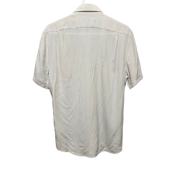 Reiss Men’s Short Sleeve Button Shirt Beige Stripe 100% Viscose Size M - Picture 2 of 5